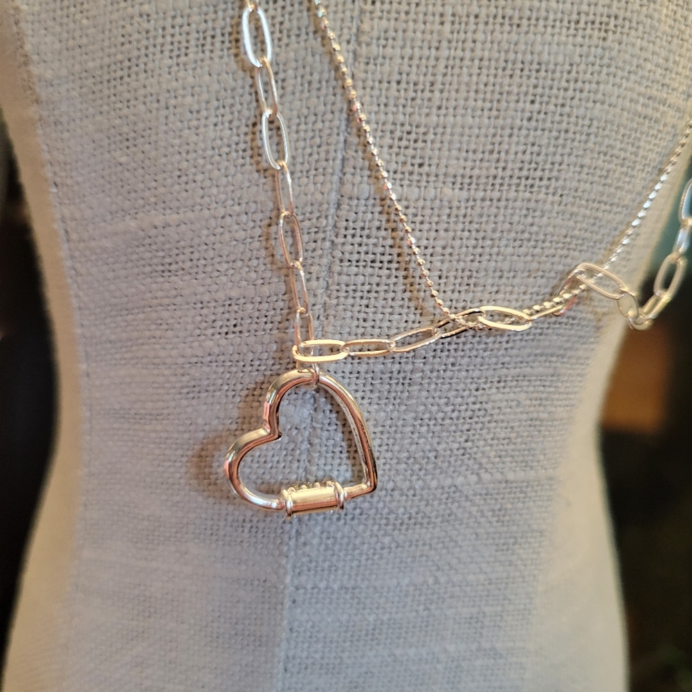 Periwinkle double necklace with heart